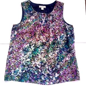 Coldwater Creek floral sleeveless blouse, pleated, women's M, great condition